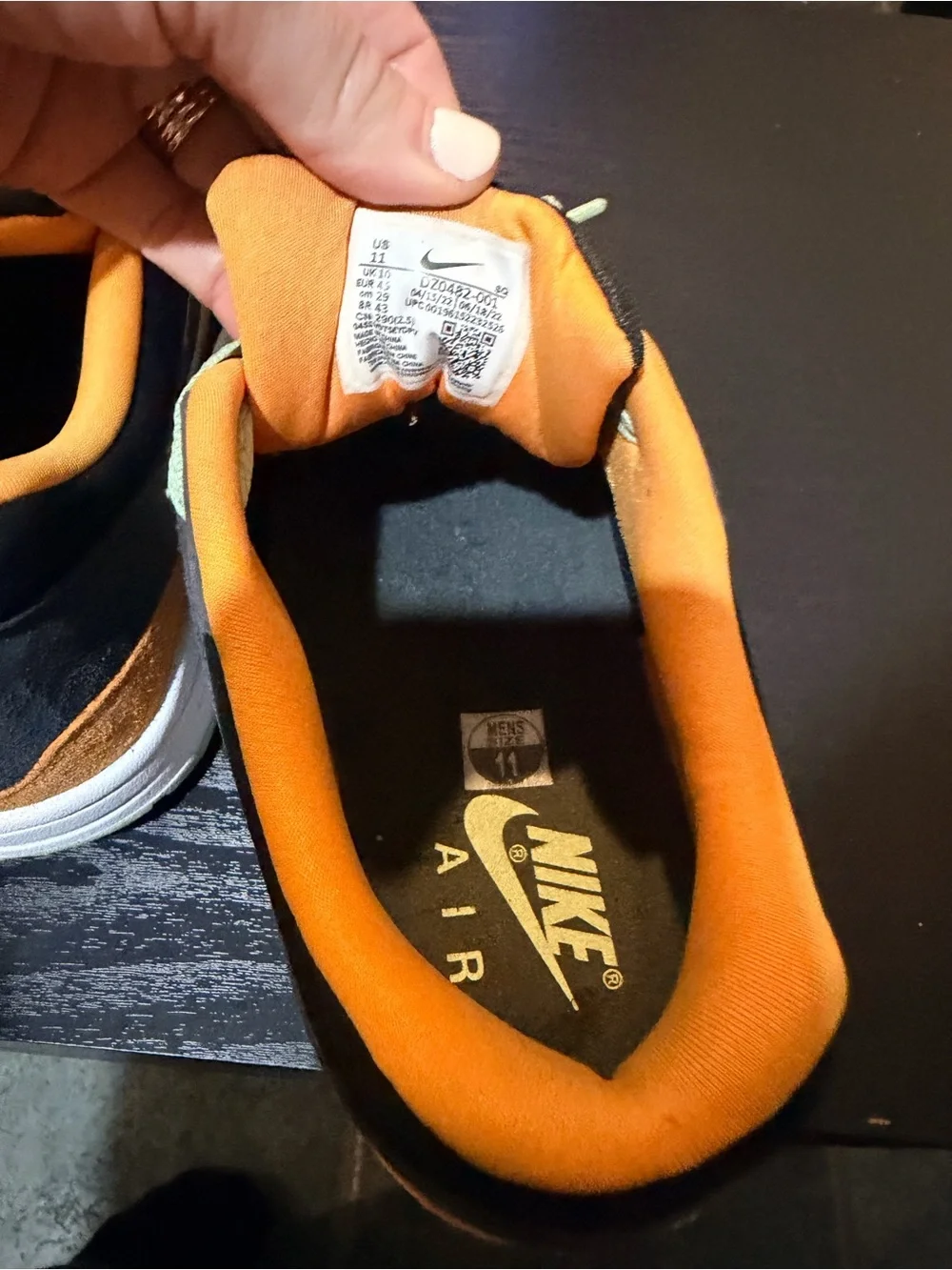 Size 11 Nike Men's Sneakers AirMax  - Black, Orange & Mint Accents